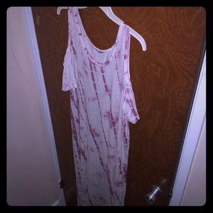 NEW - Cold Shoulder Tie-Dyed Maxi Dress, Large